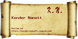 Kender Nanett névjegykártya